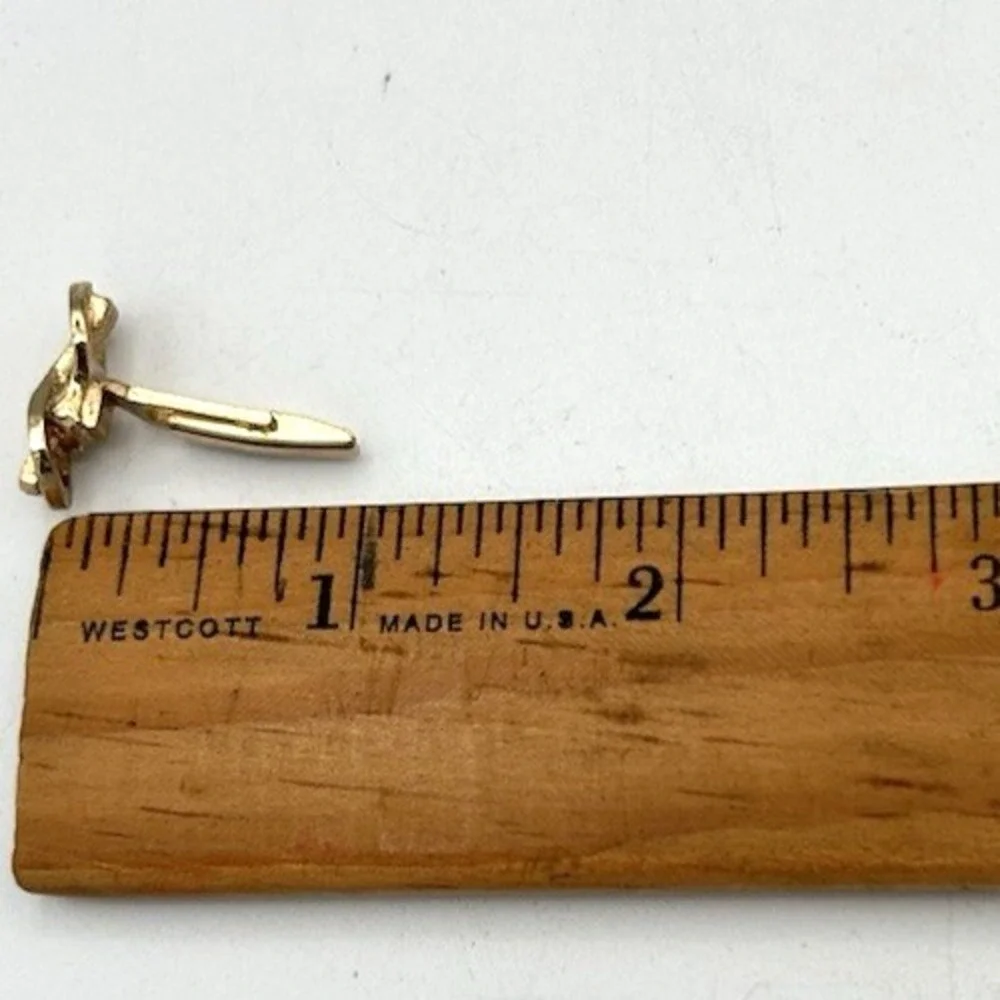Vintage Criss Cross Bow Yellow Gold Toned Cuff Links 3/8